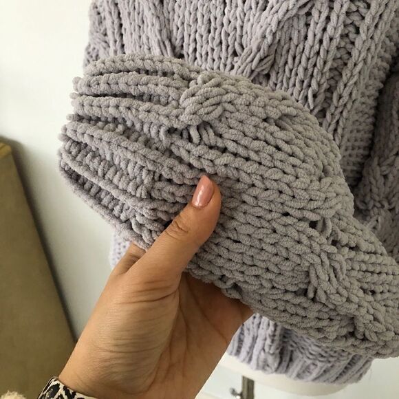 J.O.A. Gray Cable Knit Pullover Chunky Sweater - Picture 7 of 13